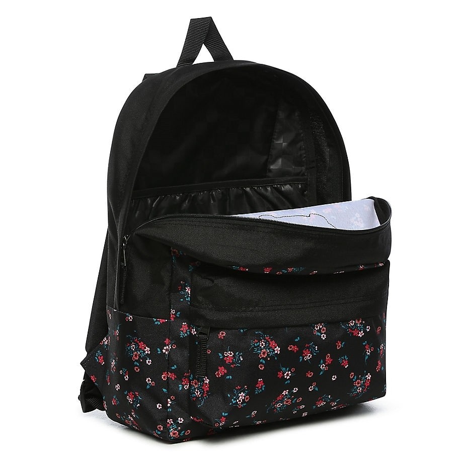 Vans black shop backpack with flowers