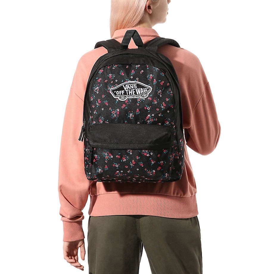 Black vans new arrivals backpack with flowers