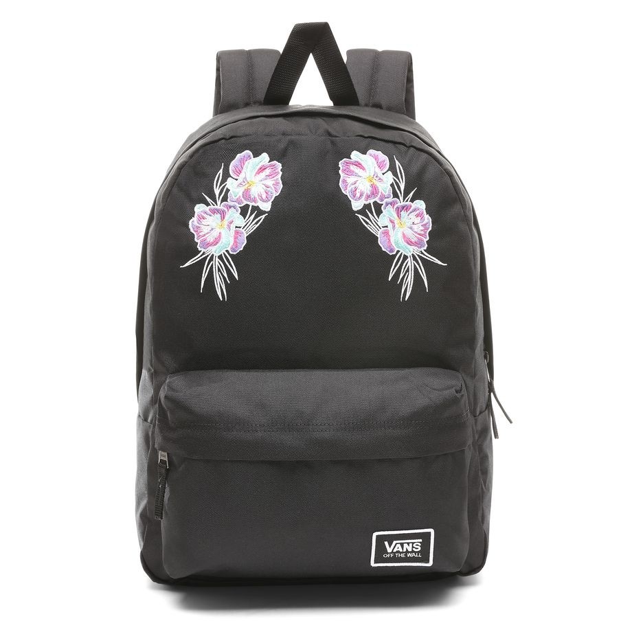 vans realm floral paradise black backpack