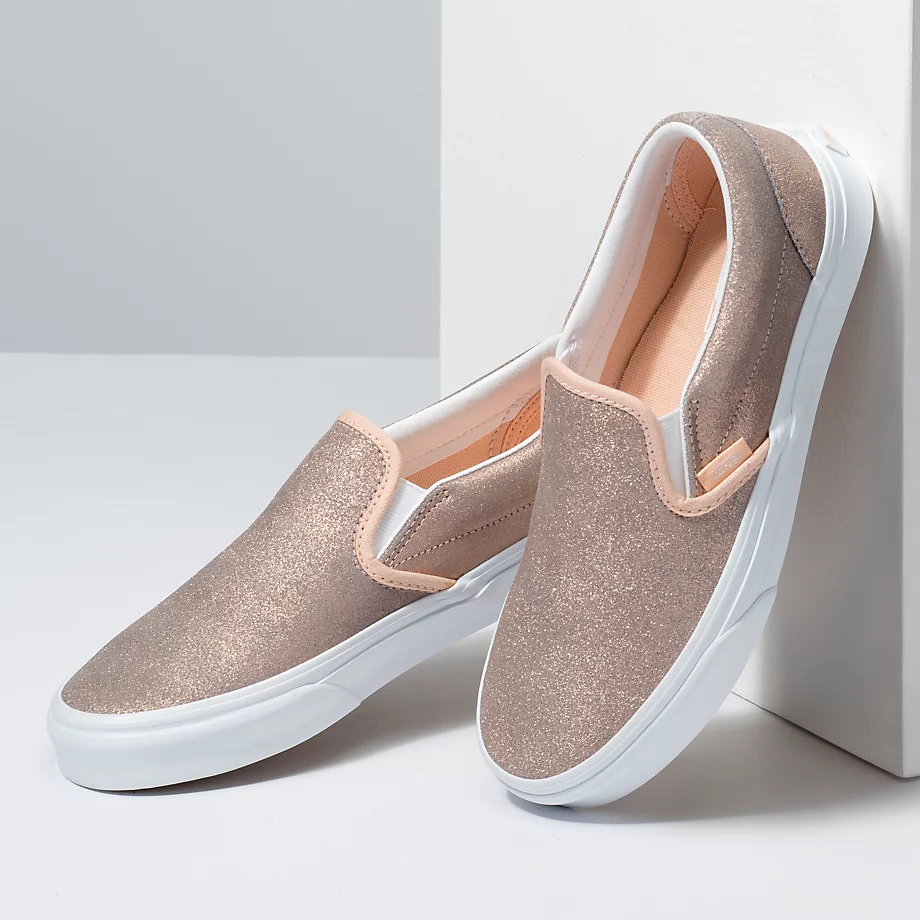 Rose gold slip on vans hot sale