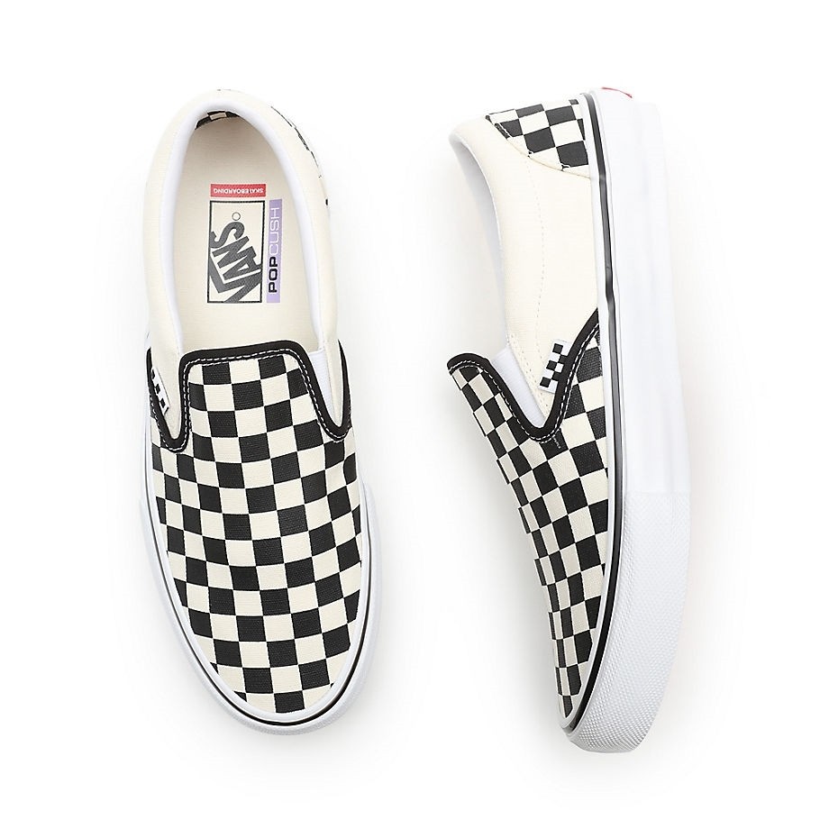 Tan checkered 2024 slip on vans