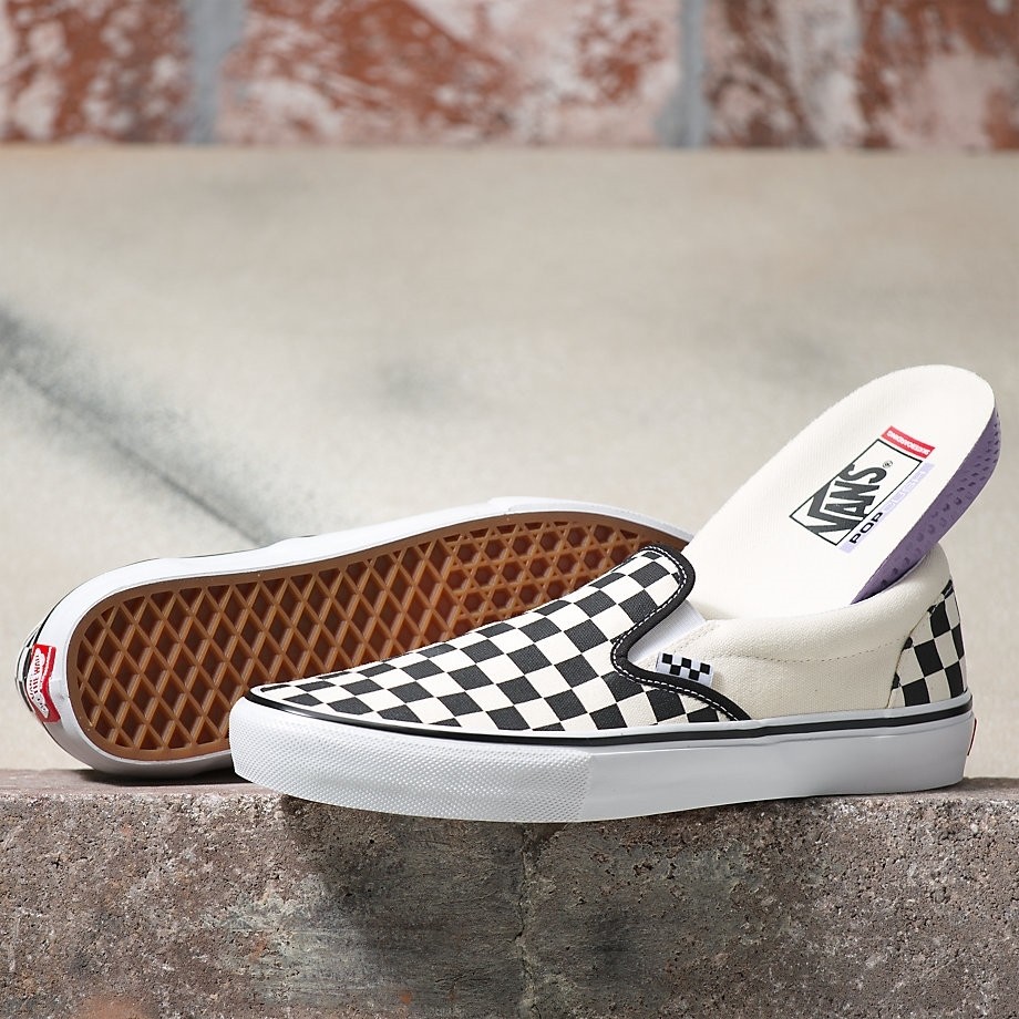 Tan and clearance white checkered vans