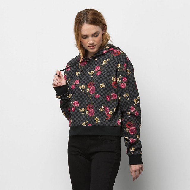 BOTANICAL CHECK CROP HOODIE