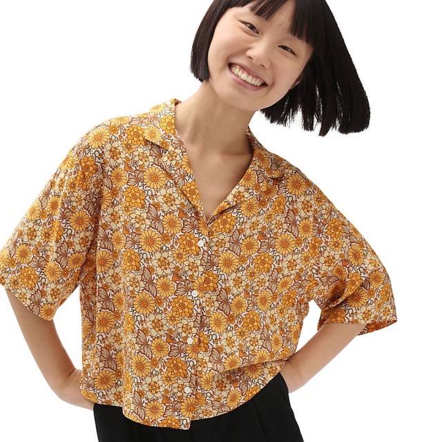 TRIPPY FLORAL WOVEN TOP