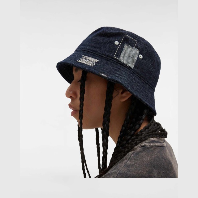 MENDED CHECK DENIM BUCKET HAT