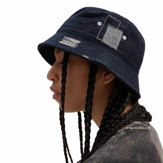 MENDED CHECK DENIM BUCKET HAT