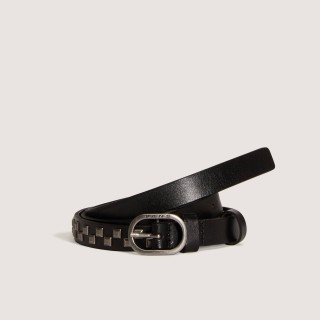 Check Leather Belt