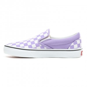 Violet checkerboard top vans